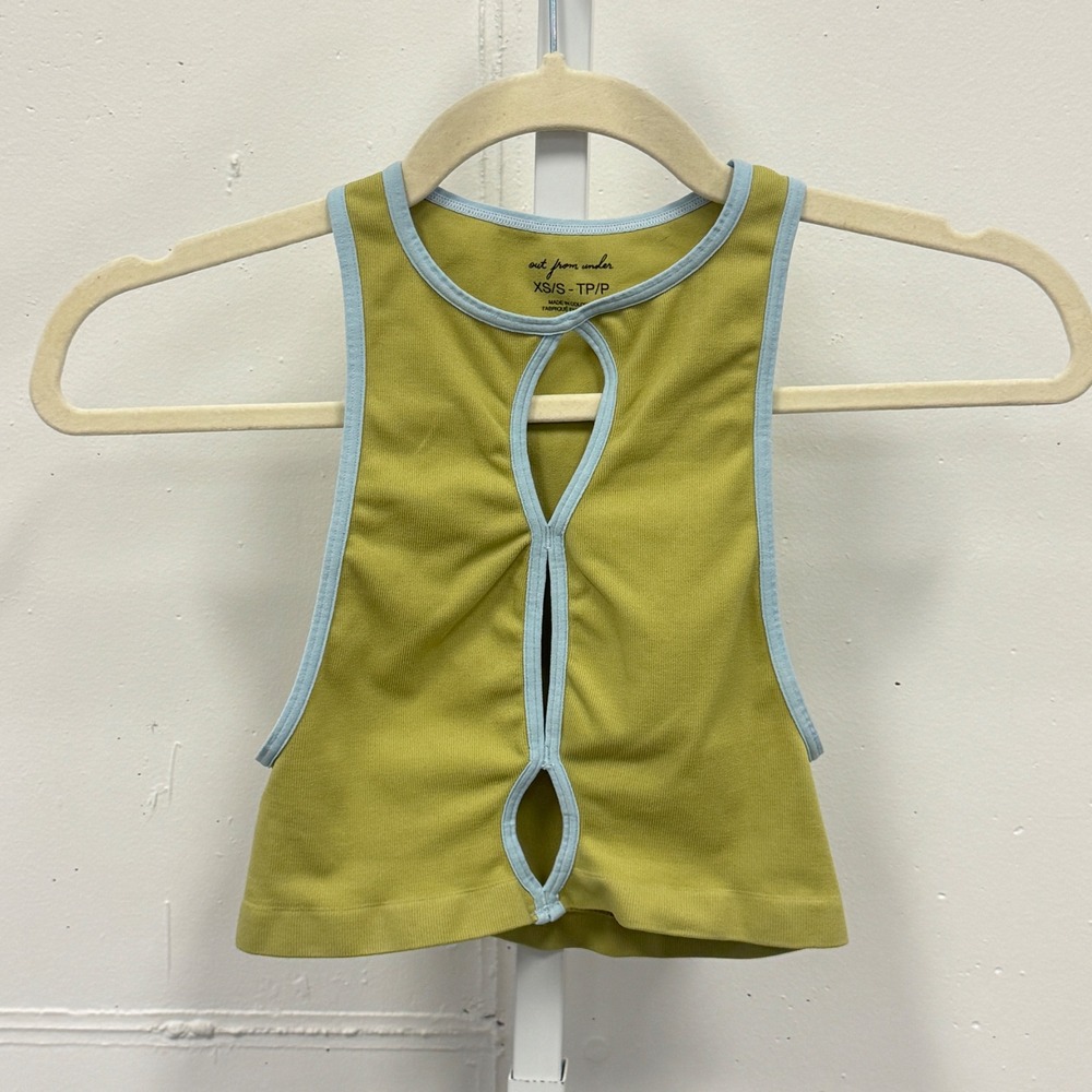 Out From Under Urban Outfitters Seamless Keyhole Crop Top Green Blue XS/S Tank